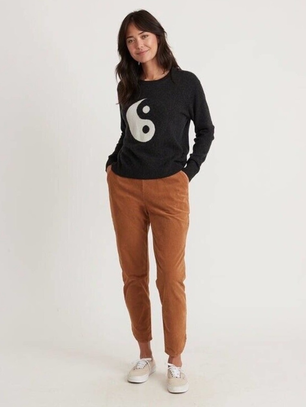 MARINE LAYER Allison Tan Cotton Corduroy Pull On Pants Trousers